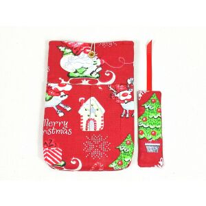 Karácsonyi mintás zsebes könyvborító könyvjelzővel - Karácsony