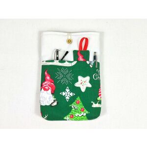 Karácsonyi mintás könyvtok zsebekkel és karácsonyi törpe mintával - Karácsony