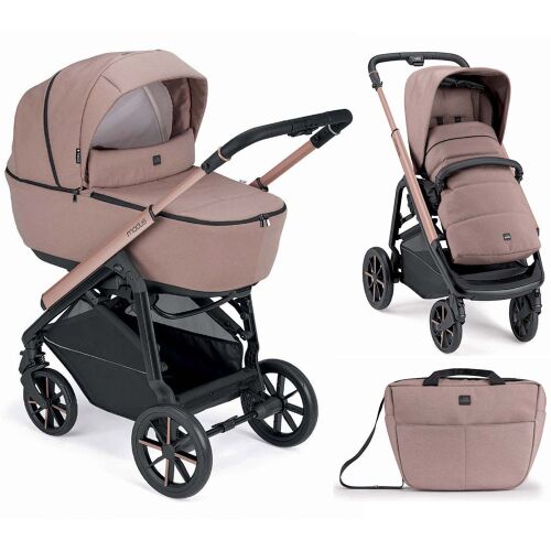 CAM Modus Duo stroller set with bassinet, seat with footmuff and diaper bag, beige