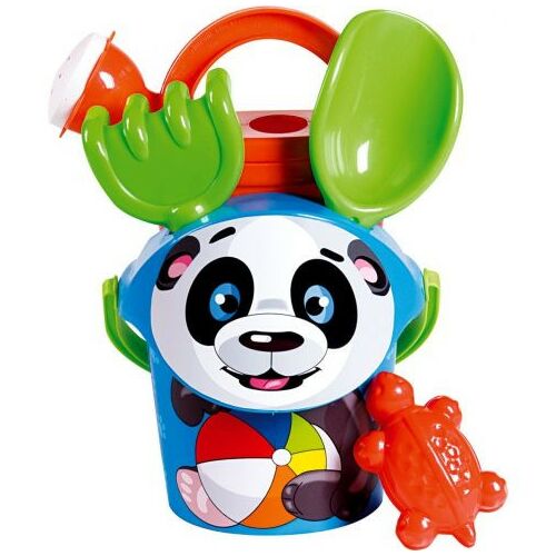 Panda témájú strandjáték szett vödörrel, locsolókannával, lapáttal, gereblyével és teknős formával - Homokozó játék