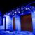 Blue Icicle LED lights on a garage