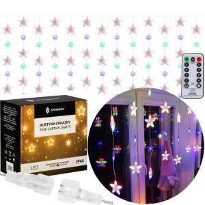 Springos csillagfüggöny fények, 136 LED, multikolor, távirányítóval, csomagolásban - Springos
