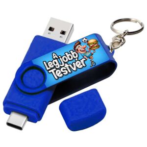 Kék 16 GB-os USB meghajtó 'Legjobb Testvér' rajzfilm dizájnnal és kulcstartóval - Pendrive