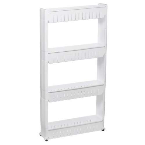 Springos Fürdőszobai görgős mobilállvány, fürdőszobai polc, 4 polc, fehér