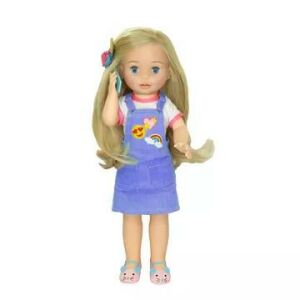 Call me Chloe! interaktywna lalka z telefonem, blond włosy, niebieska sukienka - Formatex