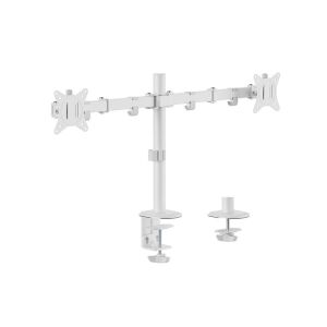 Equip 650167 White Dual Monitor Desk Mount with Clamp - Monitor Mount and Stand
