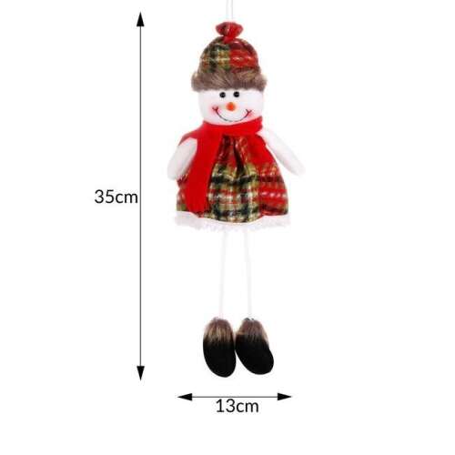 Springos 38 cm-es függő hóember, karácsonyi dísz, piros