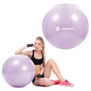 Гимнастическа фитнес топка Springos 65 см, виолетова, с помпа 40939352