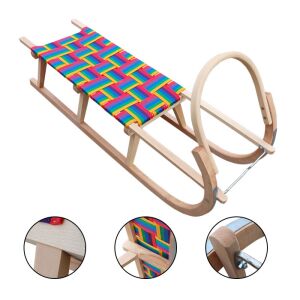 3 személyes fa szánkó színes ülőfelülettel és részletfotókkal - Springos