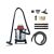 Beper P202ASP300 wet and dry vacuum cleaner with included accessories.
