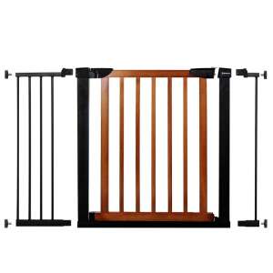 Poarta de siguranta Safety Gate pentru scari, ajustabila 111-117 cm, din otel si lemn, negru maro 40941707 - Șervețele, Porti de Siguranta și Olite