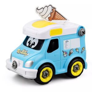 Silverlit Build My Ice Cream Truck Spielzeug, blauer Eiswagen mit Eiswaffel auf dem Dach, 3/4 Ansicht - Silverlit