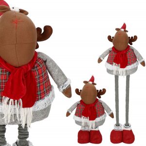 Springos Rentier Weihnachtsdekoration mit ausziehbaren Beinen und Schal - Nonbrand Weihnachtsdekoration