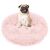 Happy pug sitting on a Springos pink plush pet bed
