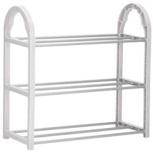 Springos 3-tier shoe rack, white, plastic and metal - Springos