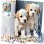 Massido Number Painting Set 40x50cm - Puppies 114319731