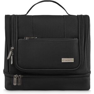 Kozmetikai táska, Zagatto®, fekete, mellkas nyíló, akasztóval, Univerzális, Multifunkcionális, Vízálló, Kényelmes fogantyú, Könnyű, Tágas, Nylon/poliészter, 24x27x16cm, VOYAGER, ZG831 114320611 - Kozmetikai táska