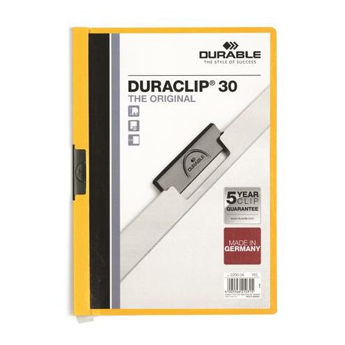DURABLE DURACLIP 30 Sárga Gyorsfűző A4 Dokumentumokhoz