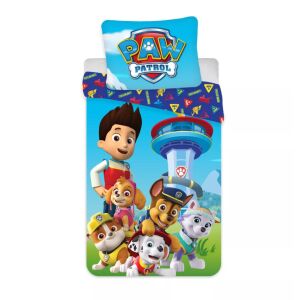 Lenjerie de pat Paw Patrol, husă de pilotă 140x200 cm și față de pernă 70x90 cm cu Ryder și echipa Paw Patrol. - Lenjerie de pat