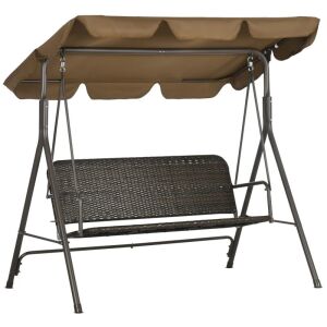 Градинска люлка, кафяво и черно, 167x112x153 cm, синтетичен ратан, макс. 240 kg, Terranova 145432887 - Люлеещо се легло и люлеещ се стол