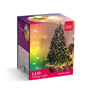 Family Decor LED fényfüzér, 50 LED, 5 méter, 8 mód, többszínű - Nonbrand Fényfüzér