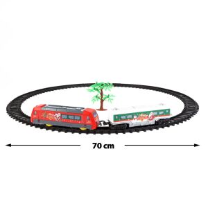 Set de tren de Crăciun cu șine, locomotivă și vagon, lungimea șinei de 70 cm - Bewello