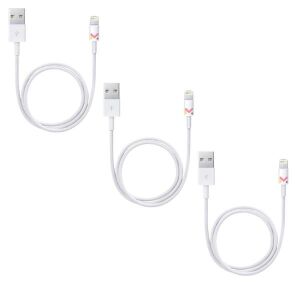 Set 3 Cabluri de Date si Incarcare Mercaton, USB / Lightning, Albe, 2A, Viteza 10 Gbps, 1 M 114350069 - Cabluri Lightning