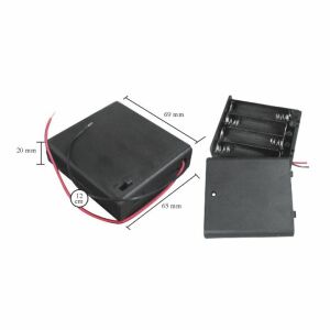 Akkumulátor dobozok és tokok4 db. AA (ceruzaelem) kapcsolóval, fedéllel