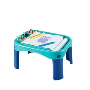 Masă de desen pentru copii cu rolă de hârtie și creioane colorate, ideală pentru desen și joacă creativă - Mese de desen