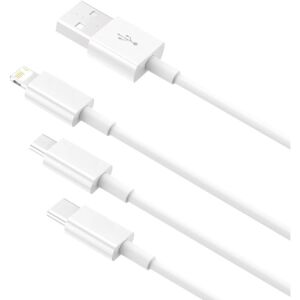 Flippy SX 3 az 1-ben USB-kábel - 21, USB-mikro-USB/USB-C/iphone kompatibilis, 3A, 1,2 m (fehér)