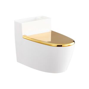 Kreatív Flippy hamutartó, fehér, arany fedéllel, ABS és rozsdamentes acél anyagból, WC formájú - Hamutartó