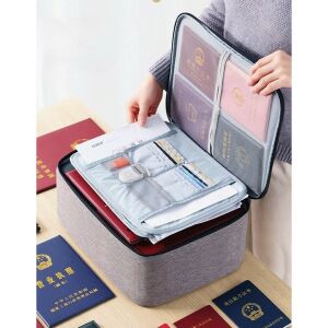 Geantă Flippy pentru depozitarea documentelor și documentelor, gri, deschisă, arătând compartimentele interioare și buzunarele - Genți de voiaj