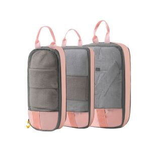 Set de 3 genți de călătorie Flippy, roz, mic, mediu, mare, pentru organizarea hainelor și a articolelor personale în bagaje - Genți de voiaj
