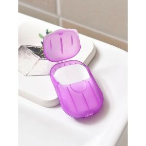 Cutie de săpun Mini Flippy roz, deschisă, arătând foaia de săpun din interior - Distribuitor de săpun