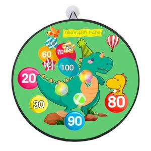 Flippy Darts játék gyerekeknek, összecsukható tábla, 8 tépőzáras golyó és 2 világító golyó, Dínópark mintával - Darts