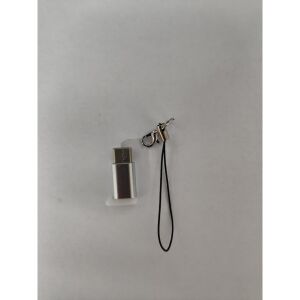 Micro USB adapter (aljzat) Type-C-hez (férfi) kulcstartóval, ezüst, flippy