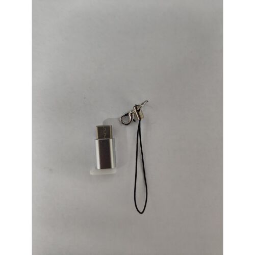 Micro USB adapter (aljzat) Type-C-hez (férfi) kulcstartóval, ezüst, flippy