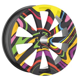 Комплект от 4 Outdoor Printed фолиа с EcoSolvent, самозалепващи се, за декориране на автомобилни джанти, диаметър 60 см, модел FJT-15