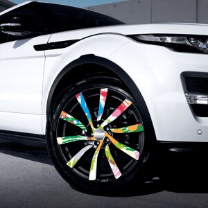 Sada 4 vonkajších tlačených fólií s EcoSolventom, samolepiace, na dekoráciu automobilových diskov, priemer 60 cm, model FJT-33 114355976 - Dekoračné pásy do auta