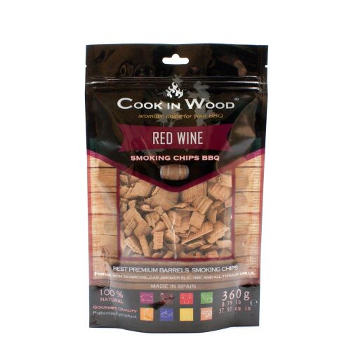 Chipsy do wędzenia z drewna dębowego, nasycone aromatem CZERWONEGO WINA, chipsy 350 gramów 114356261