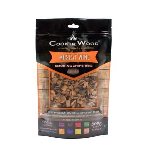 Дъбов чипс за опушване, наситен с аромат МУСКАТОВО ВИНО, чипс 350 грама