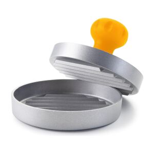 Presă pentru hamburgeri Ibili, aluminiu, 11x8 cm, argintiu/galben - Grătar de grădină, unelte de gătit