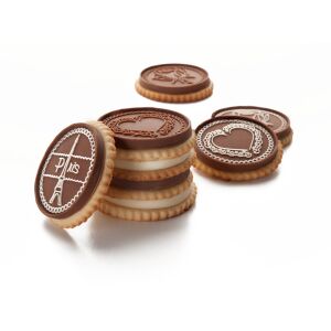 Pečiatkované sušienky s pečiatkou Ibili s motívmi ruže, srdca a Eiffelovej veže - Vykrajovačky