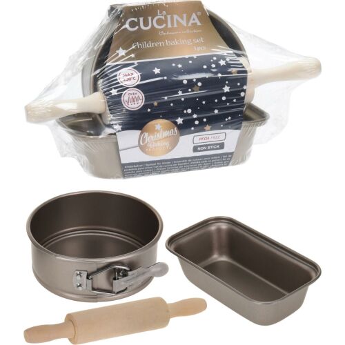 Excellent Houseware gyermek süteménysütő készlet kerek tortaformával, kenyérformával és sodrófával