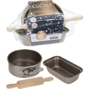 Zestaw do pieczenia dla dzieci Excellent Houseware z okrągłą formą do ciasta, formą do pieczenia chleba i wałkiem - Forma do pieczenia