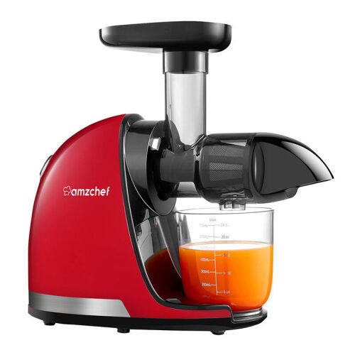 AMZCHEF 1501-RD slow juicer, red, for making fresh juice from fruits and vegetables