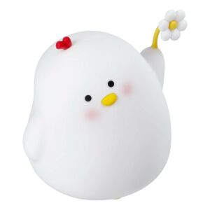 Biała lampka nocna w kształcie kurczaka z kwiatkiem, styl Art Deco - Lampa dla dzieci