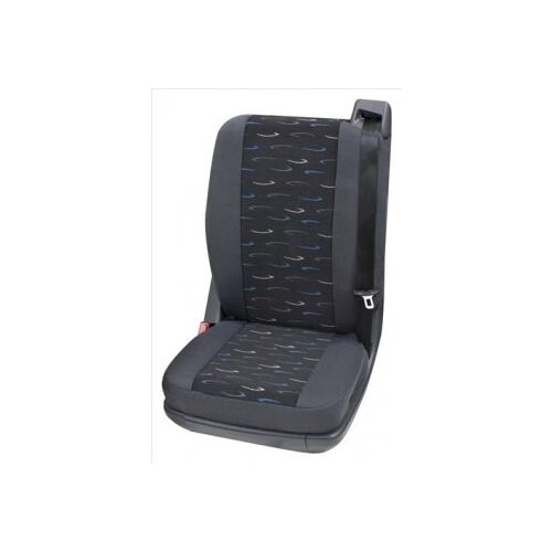 Husa universală pentru scaunul din spate Petex, neagră cu model albastru și gri