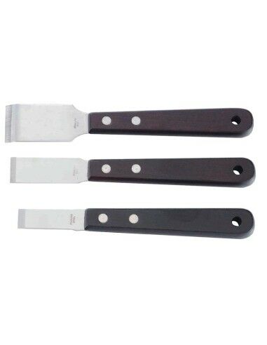 Súprava oceľových škrabiek s drevenou rukoväťou 3 ks