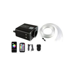 Set de fibre optică Twinkle Starry Ceiling cu 550 fibre, lungime de 4 metri, culoare RGBW, telecomandă, control prin aplicație, încărcător auto, motor de lumină LED, cabluri de fibră optică - Lămpi decorative
